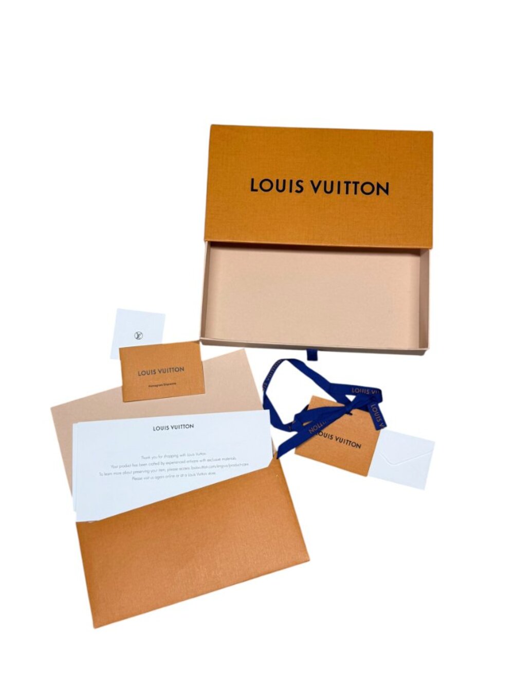 Louis Vutton Slide Wallet Box with Ribbon, Card - 5.5" x 9.75" - EMPTY - Picture 6 of 6